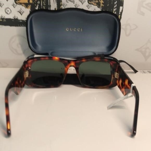 New Authentic Tortoiseshell Square Sunglasses GG1080s 003 - Picture 10 of 12